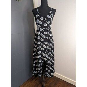 Lucca Couture Black and White Floral Wrap Dress‎ with Cross Back - M